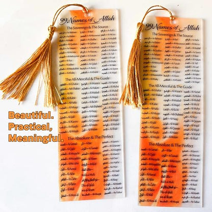 24 pcs Acrylic 99 Names of Allah Bookmark Arabic English Bilingual Islamic Bookmarks Ramadan Eid Gifts Bulk for Women Quran Learning Reflecting on The Names of Allah - style: Acrylic-24
