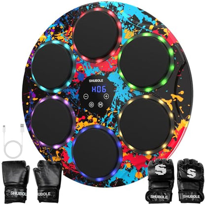 Music Boxing Machine with Gloves - Wall Mounted Punching Trainer for Adults & Kids, 9-Speed Punch Game, Wall Boxing Punching pad, 2025 Upgrade Gifts for Boys Age 6+ - style: Graffiti