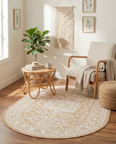 Rugs.com - Outdoor Aztec Rug – 3' 1 x 5' 3 Oval Natural Indoor/Outdoor Rug – Weather Resistant Flatweave for Patio, Deck, and Porch - color: Natural, size: 3' x 5' (Oval)