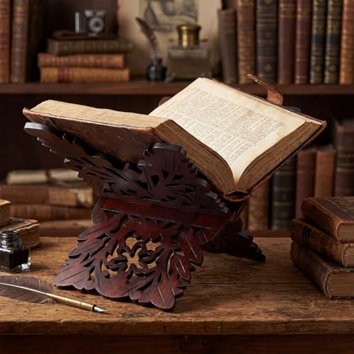 Bible Holder Stand 13.8 x 8.3 x 7.1 Inch Quran Stand Prayer Book Holder Wooden Ornate Carved Indian Books Holders Decorative Missal Stands for Ramadan Rihal Rehal Quran Bible Gita Display