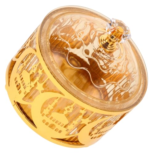 Mikinona Metal Eid Candy Serving Plate Arab Eid Favor Box Party Candy Storage Elegant Home Decor 1 Piece - color: Golden
