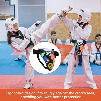 HERCHR Children Groin Guard, Boxing Kickboxing MMA Muay Thai Sparring Groin Guard Protective Gear for Sanda Taekwondo Training - color: Black