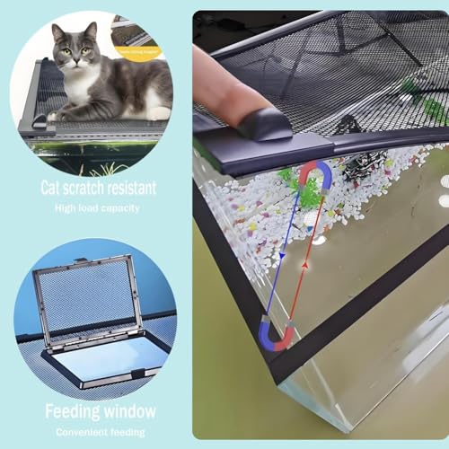 DIY Magnetic Aquarium Lid Fish Tank Hood Top Cover Anti-Jumping Net Cover Mesh to Protect Fish Jumping Out of Fish Tan