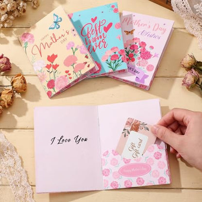 AmazingSpark 4 Set Mini Mother's Day Gift Card Book Mother's Money Holder Envelope Booklet for Cash Mom Surprise Money Card Sleeve Book Mom Party Gift for Birthday Adults Holiday Appreciation - style: Mother's Day
