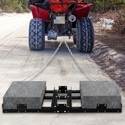 4FT Drag Harrow Driveway Grader Heavy Duty Power Lawn Rake with 4FT Chain Tow Behind for ATV, UTV, Tractor, Mower, Land Leveler for Gravel, Sand, Soil, Hay - size: 4FT