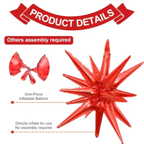 6 Pcs Blue Red Explosion Star Foil Balloons Birthday Party Decor - color: Dark Blue Red