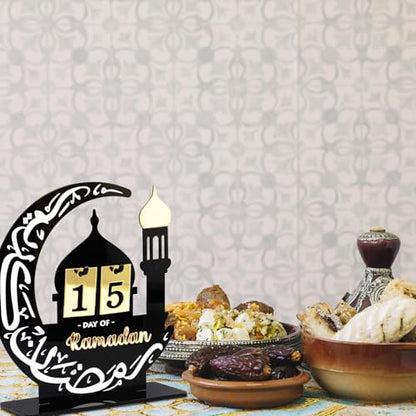 라마단 재림절 달력 세트 - 가정용 이드 무바라크 테이블 장식용 아크릴 및 나무 라마단 장식, 무슬림 축제 및 라마단 파티 용품 스타일 J 30일 카운트다운 달력 - color: 스타일 I