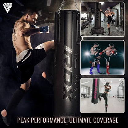 RDX Shin Guards Kickboxing Muay Thai, SATRA Approved, MMA Leg Instep Protection Pads, Sparring Training Martial Arts Boxing, Elasticated Padded Protector, Karate BJJ Taekwondo Gear, Men Women - color: Black Pink, size: Large