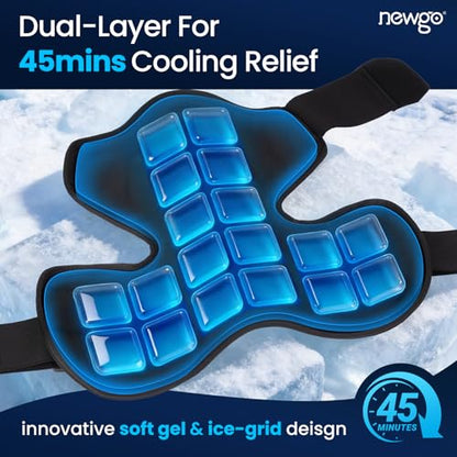 NEWGO Shoulder Ice Pack Rotator Cuff Cold Therapy, 45-Min Long-Lasting Ice Packs for Shoulder & Arm with Ice Grid Design, Flexible Cold Compression Wrap for Post-Surgery, Muscle Relaxation & Swelling - size: M