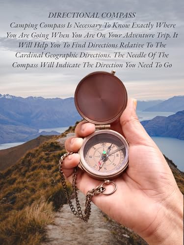 Deocar Engraved Brass Compass with Inspirational Quotes and Wooden Box –Gift for Son, Husband, Grandson, or Travelers – Ideal for Birthdays Graduation Christmas or Special Occasions - style: Be Strong & Courageous