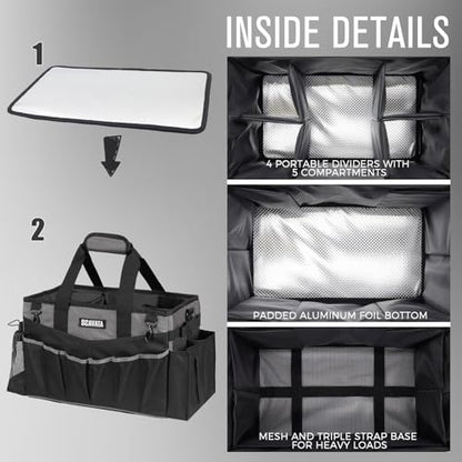 SCAVATA Wearable Cleaning Caddy Bag, Cleaning Caddy Supplies Organizer with Handle & Shoulder Straps for Housekeepers, Under Sink & Car Cleaning Tool Organizers with 4 Foldable Divider (DarkGrey) - color: DarkGrey