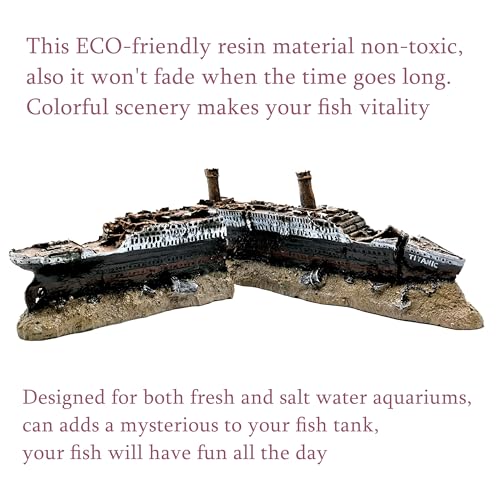 M2cbridge Antique Roman Column Ruins European Castle Aquarium Decorations Fish Tank Hideout Rocks(Titanic Shipwreck) - color: Titanic Shipwreck