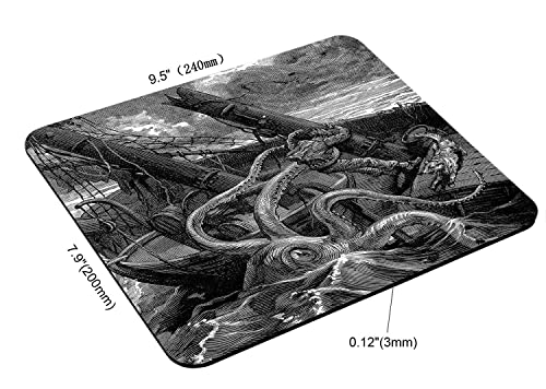 Mouse Pad,Ocean Octopus and Ship Pattern Customized Non-Slip Rubber Base Mousepads, Computer Mouse Pads for Wireless Mouse 9.5×7.9×0.12 inches - color: TSP87