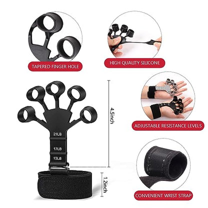 13 PCS Grip Strength Trainer Kit, Hand Gripper Strengthener, Forearm Strengthener, Finger Strengthener, Finger Exerciser, Stress Relief Ball - color: Red