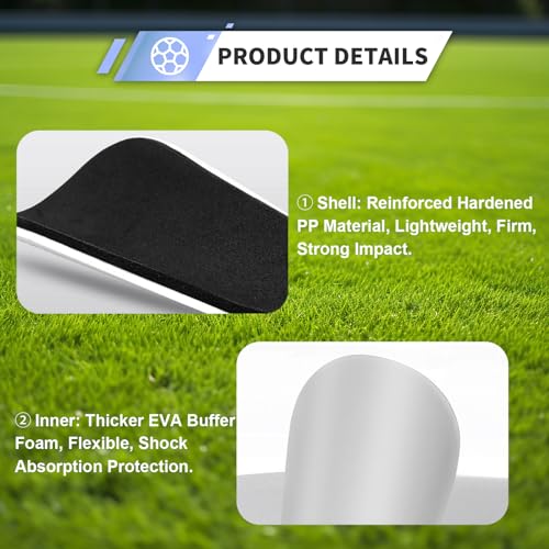 Extra Mini Soccer Shin Guards for Toddler, Kids, Youth & Adults | Ultra Lightweight Insert Small Shin Pads, Boys Girls Men Women, Shock-Absorbing Protection, 3.7×2.4 In, Training & Matches - color: White