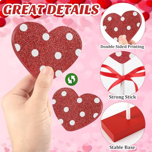 3 Pieces Valentine's Day Table Decorations Wooden Heart Set,Rustic Valentine's Day Tiered Tray Decor for Home Tables (Dot) - style: Dot