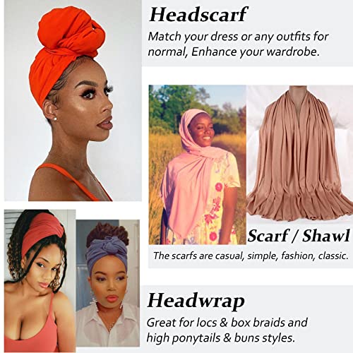 XTREND 1 Piece Head Wrap for Women Stretch Jersey Turban African Fashion Headband Solid Color Soft Extra Long Hair Scarf Caps Bohemian Soft Breathable Turbans Tie (Dark Purple) - color: Z1 Dark Purple