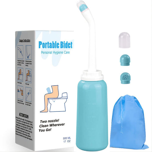 Handheld Personal Bidet Bottle, Bottle for Gentle Postpartum Care and Cleansing, Feminine Care， Personal Perineum Cleansing, 500Ml Portable Bidet Travel Bidet（Green）, Resistant to 100ºC,Bonus Bag - color: Green【500ml】