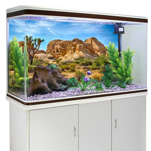 36X14 Inches Bearded Dragon Tank Background Joshua National Park Backdrop | Patterns with Desert Cactus Sandstone, suitable for Reptile Habitat Tank, Terrarium Background, Durable Polyester - size: 36X14 Inches
