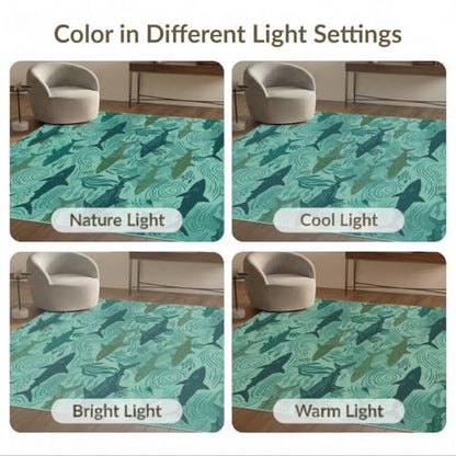 4'x6' Washable Graphic Shark Accent Rug, Seafoam Green Non-Shedding Small Carpet Pet Friendly & Non-Slip for Playroom, Bedroom, Reading Nook | Ref:2067707 - color: Blue/Pattern 38, size: 4' x 6' (Rectangular)