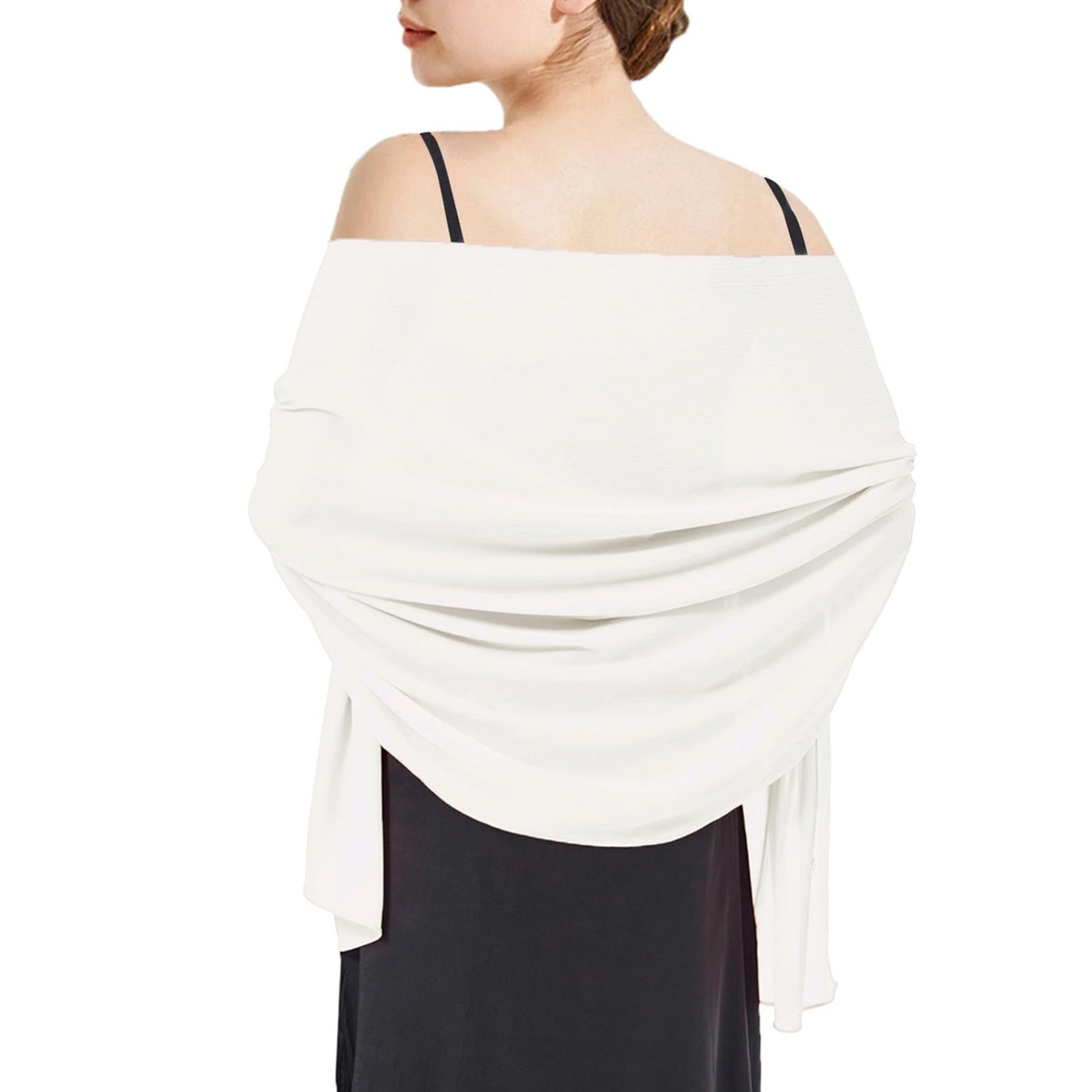 Chiffon Shawls and Wraps - Lightweight Scarve for Women Evening Dresses Wedding Bridal Formal Party - color: E-cream