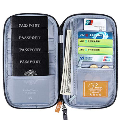 VanFn RFID Travel Passport Wallet, Family Passport Holder, Trip Document Organizer P.Travel Series (Grey) - color: Grey