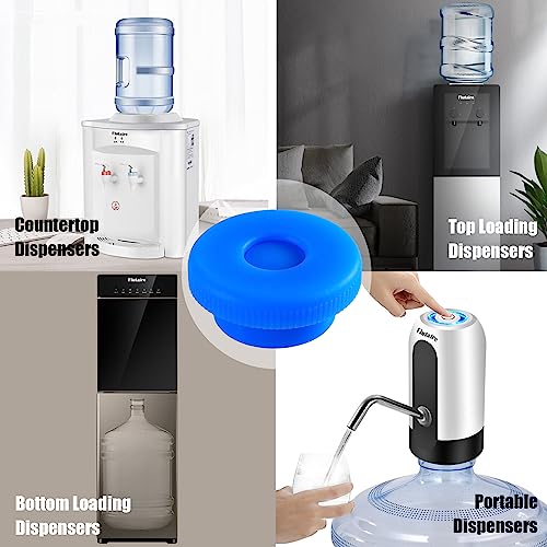 5 Gallon Water Jug Cap Reusable, Non-Spilling 55mm Water Bottle Dispenser Caps, Silicone 5 Gal Jug Replacement Caps Lids Anti Splash (Ocean Blue, 3 Pack) - color: Ocean Blue, size: 3 Pack