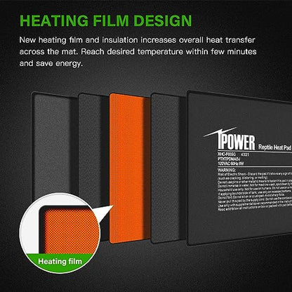 iPower 6 by 8-Inch 8 Watts Reptile Heating Mat with Temperature Controller Under Tank Warmer Terrarium Heat Pad for Reptiles and Amphibians, Black - size: 6" x 8", style: Heat Pad with Adjust Knob