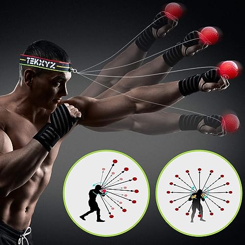 TEKXYZ® Classic Boxing Reflex Ball Pack with App - 3 Balls, 1 Band | Includes the full 2-ball pack & App features + 1 green BOXERS ball: harder, faster, max punch feedback.
