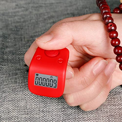 Mini Digital LCD Electronic Finger Ring Hand Tally Counter Rechargable Finger Counter Rechargeable Silent Finger Counter for Prayer Knitting Sports Gift, Red, 3.4X3CM, L22X4T3Y3811ITRDUTJK