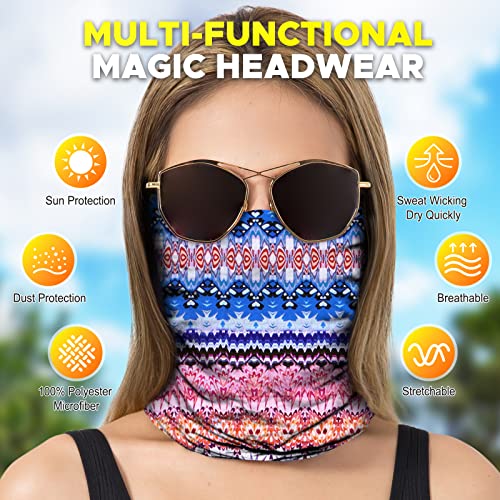 JOEYOUNG Headwear, Bandana, Neck Gaiter Head Wrap Headband Balaclava Magic Scarf - color: A-boho 3