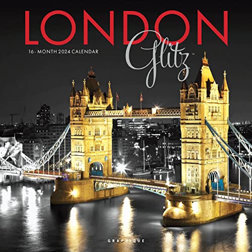 Graphique 2024 London Glitz Wall Calendar | 12” x 12” | Thick Paper | Home & Office Organizer | Large Monthly Grid | 3 Languages & Marked Holidays | 4 Month Preview Page for 2025 - color: London Glitz, style: OLD 2024