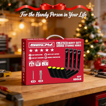 SEDY 4피스 38.1cm(15인치) 45.4kg(100파운드) 튼튼한 차고 보관 후크, 카약 보관 랙 차고 후크 점보 암 카약 벽 마운트 서핑 보드 스노우보드 패들 보드 사다리 자전거용 - color: 38.1cm(15인치) 튼튼한 카약 후크 4팩