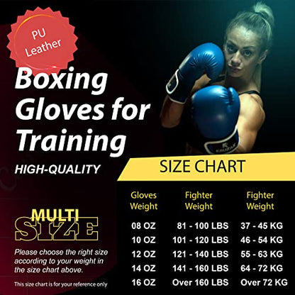 Kruzak Boxing Gloves for Men & Women, Sparring & Kickboxing Gloves, Muay Thai & MMA Gloves, 8-16 oz - color: Blue, size: 14 oz