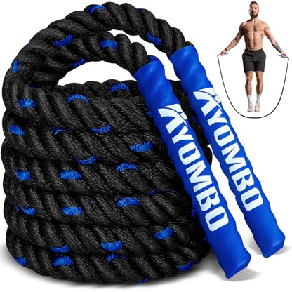 Ayombo Jump Rope, Weighted Jump Rope for Fitness, Boxing Equipment Jump Ropes for Men Women, Battle Skipping Ropes for Exercise, Suitable for Boxing, Cardio, Training Muscle Speed Home Gym Workout Equipment - style: 1.5LB