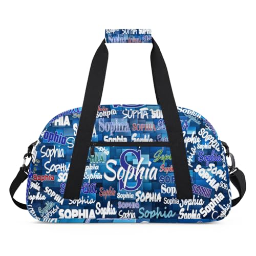 Custom Sports Bag with Name Boys, Football Bags, Watercolor Blue | Personalized Sport Gym Bag Overnight Weekender Cheerleaders Bag - color: Color 2