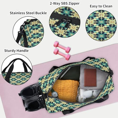 Islamic Ethnic Theme Sport Duffel Bag with Shoes Compartment Overnight Weekender Travel Bag Tote Gym Luggage Organizer Duffel Bags for Women Men