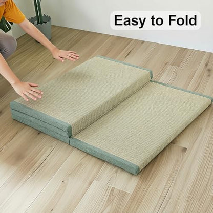 Japanese Tatami Mat, Tatami, Rug, Foldable Mattress, Roll up Rug, Japanese Floor Mattress, Floor Sleeping Japanese Futon Mattress, Meditation Yoga, Zen - size: Green 75×200×3.5cm