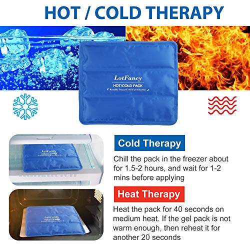 LotFancy Ice Pack for Injuries, Reusable Large Hot Cold Pack for Therapy, Heating or Cooling Gel Pad for Back Shoulder Knee Waist Sprains, Muscle or Joint Pain Relief, 14" x12" - style: 13.8x11.8in