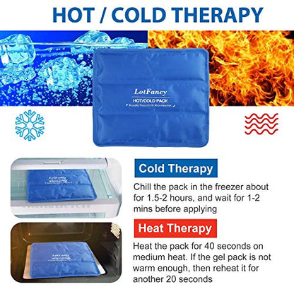 LotFancy Ice Pack for Injuries, Reusable Large Hot Cold Pack for Therapy, Heating or Cooling Gel Pad for Back Shoulder Knee Waist Sprains, Muscle or Joint Pain Relief, 14" x12" - style: 13.8x11.8in