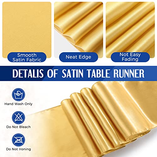 Breling 8 Pack Navy Blue and Gold Disposable Plastic Tablecloths and Satin Table Runner Set, 54 x 108 Inch Tablecloth, 12 x 108 Inch Table Runners for Wedding Graduation Birthday Baby Shower New Year - color: Navy Blue and Gold