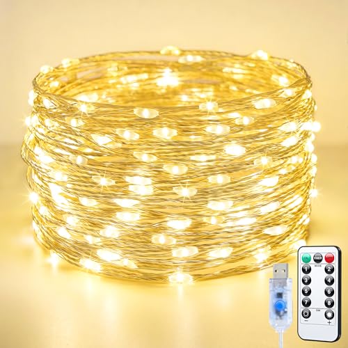 JMEXSUSS 300 LED Fairy Lights Plug in, 66FT USB String Lights for Classroom - color: Warm White, size: 300 LED