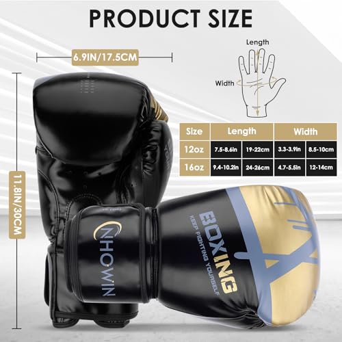 Boxing Gloves, 12oz / 16oz - Boxing Gloves for Men and Women with Boxing Wraps for Heavy Bag, MMA, Muay Thai, Sparring Training