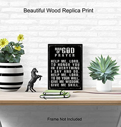 Religious Wall Art & Decor for Men - Christian Catholic Gifts for Men, Husband, Him - Inspirational Spiritual Motivational Poster Picture Print Sign - Man of God Prayer - Office, Man Cave, Church - size: 8"L x 10"W, style: Unframed