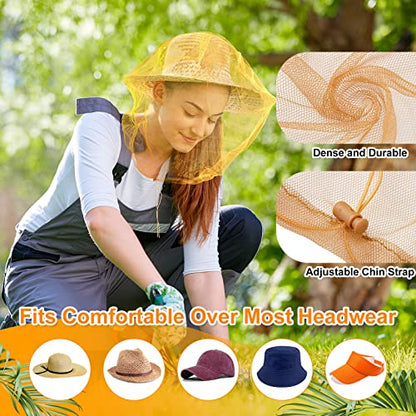 Yahenda 10 Pcs Bug Net for Face Mosquito Face Net Fly Netting Hood from Bugs Summer Head Mesh Head Large Protecting Mesh Net for Hats Camping Fishing Outdoor Activities, 5 Colors, 21.26 x 18.9 Inch