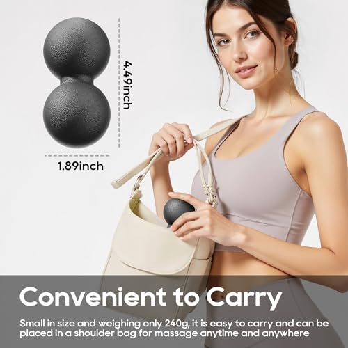 Peanut Massage Ball for Myofascial Release & Plantar Fasciitis Pain Relief | Hard lacrosse ball for deep tissue, yoga, acupoint pressure, trigger point and muscle relaxer therapy - color: Black-single Pack