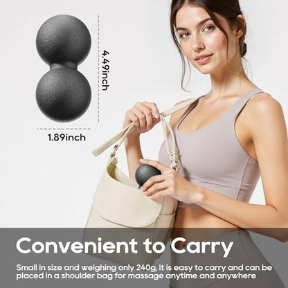 Peanut Massage Ball for Myofascial Release & Plantar Fasciitis Pain Relief | Hard lacrosse ball for deep tissue, yoga, acupoint pressure, trigger point and muscle relaxer therapy - color: Black-single Pack