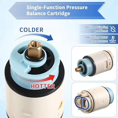 Dreyoo 1 Pack Pressure Balance Cartridge Compatible with RP70538/RP73625 | Single Function Shower Cartridge Compatible with Peerless/Delta Single Handle Tub/Showers Faucet (Check Valve Included)