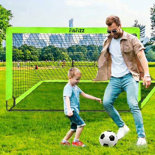 축구 골대, 뒷마당용 축구 골대, 1.8x1.2m(6x4피트) 휴대용 팝업 축구 네트 세트, 축구공, 사다리 및 콘이 있는 축구 훈련 장비 - color: 초록색.