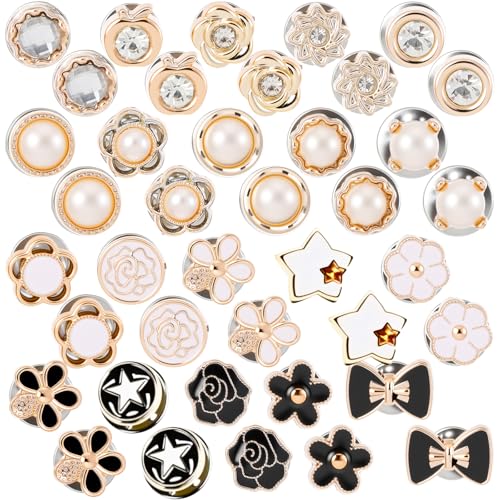 40PCS Decorative Pins for Clothes, Nail-Free Brooch Pins for Clothes, Detachable Lapel Pin for Women, Replacement Safety Button for Clothing Shirt Dress Sweaters Coat Shawl